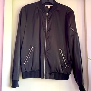 Zara WHATEVER black bomber jacket Size S
